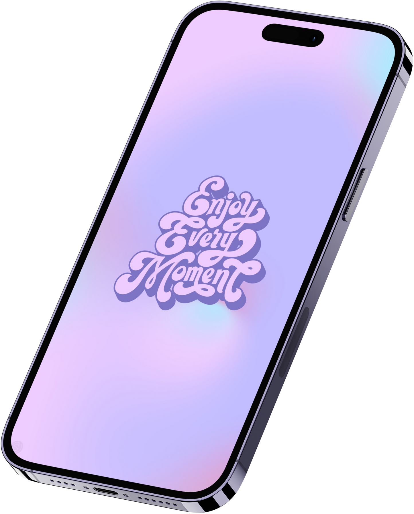 Purple and blue gradient "enjoy every moment" wallpaper (iPhone)