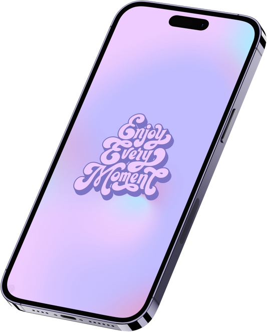 Purple and blue gradient "enjoy every moment" wallpaper (iPhone)