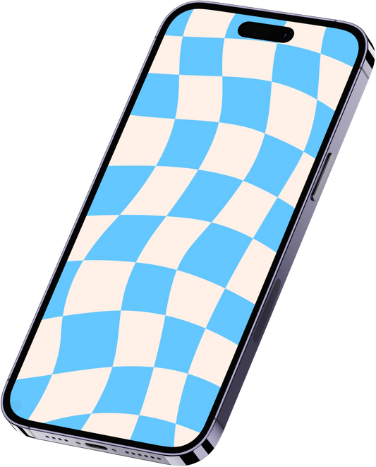 Retro checkered wallpaper blue (iPhone)